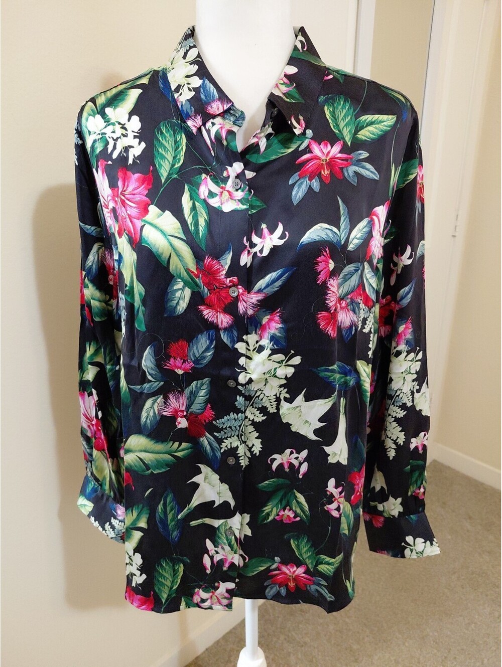 Tommy Bahama Silk Shirt Women's Multicolor Floral Sz L NWT